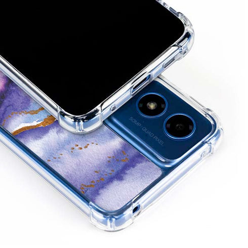 Blue Violet Watercolor Geode Moto G 5G (2024) Clear Case